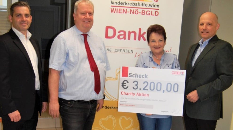 Wiener Versicherungsmakler sammeln 3.200 Euro für krebskranke Kinder