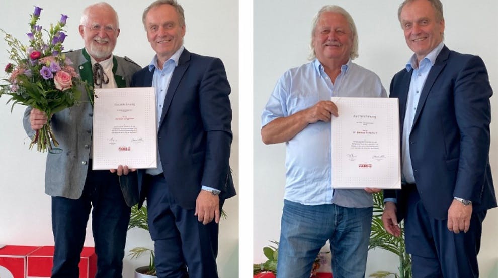 Fachgruppe der Versicherungsmakler OÖ ehrt Herbert Jungwirth und Helmut Tenschert