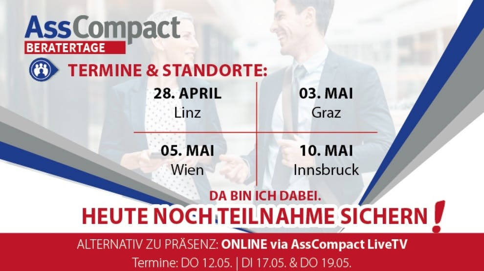 AssCompact Beratertage: Keynotes mit IDD-Zeit und News der Partnergesellschaften!